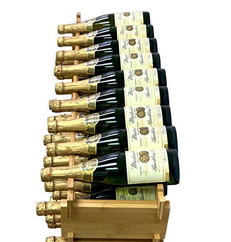 DECOMIL - 36 Bottle Large Wine Rack , Stackable & Modular Wine Storage Rack , Solid Bamboo Wine Holder Display Shelves, Wobble-Free (Four-Tier, 36 Bottle Capacity)