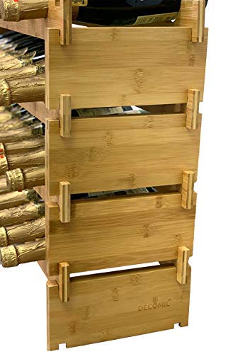 DECOMIL - 36 Bottle Large Wine Rack , Stackable & Modular Wine Storage Rack , Solid Bamboo Wine Holder Display Shelves, Wobble-Free (Four-Tier, 36 Bottle Capacity)