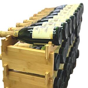 DECOMIL - 36 Bottle Large Wine Rack , Stackable & Modular Wine Storage Rack , Solid Bamboo Wine Holder Display Shelves, Wobble-Free (Four-Tier, 36 Bottle Capacity)