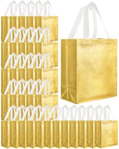 80 pieces gift bags set glossy reusable tote bags with handles grocery bags for wedding, bachelorette party, christmas(gold)