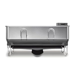 simplehuman kitchen compact steel frame dish rack with swivel spout fingerprint-proof stainless, grey plastic