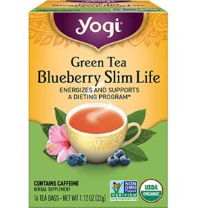 yogi tea – green tea blueberry slim life (6 pack) – contains caffeine – 96 organic tea bags
