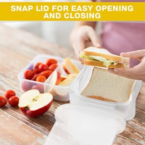 Potchen 8 Pieces 20 oz Toast Shape Sandwich Box Food Storage Containers Pp Lunch White Kids or Adult Holder Microwave and Freezer Safe for Meal Prep