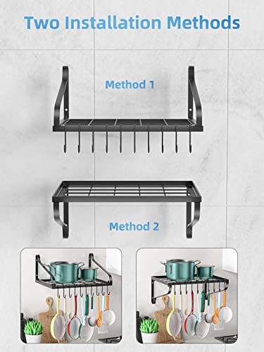 MUDEELA Pots and Pans Organizer for Cabinet Pan Organizer Rack for Cabinet with 3 DIY Methods and Wall Mounted Hanging Pot Rack for Kitchen, Cookware, Bathroom Bundle