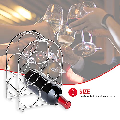 Home Basics Tabletop Wine Rack, Chrome, 5-Bottle