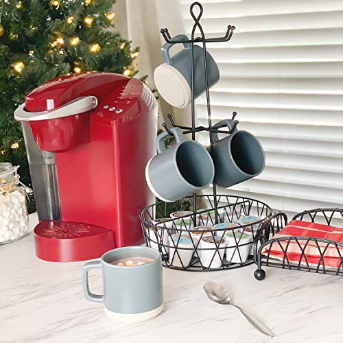 Spectrum Diversified Paxton 8 Holder & Coffee Station Organizer Rustic Twist Designed Coffee Rack & Coffee Accessory Storage, Mug Tree for Kitchens, Offices, Parties & More, Black