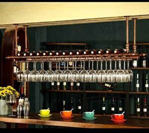 wgx design for you wine bar wall rack 60” hanging bar glass rack&hanging bottle holder adjustable(bronze)