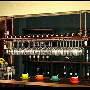 WGX Design For You Wine Bar Wall Rack 60'' Hanging Bar Glass Rack&Hanging Bottle Holder Adjustable(Bronze)