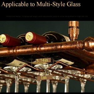 WGX Design For You Wine Bar Wall Rack 60'' Hanging Bar Glass Rack&Hanging Bottle Holder Adjustable(Bronze)