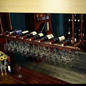 WGX Design For You Wine Bar Wall Rack 60'' Hanging Bar Glass Rack&Hanging Bottle Holder Adjustable(Bronze)