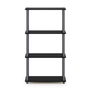 Furinno (99557BK/GY) Turn-N-Tube 4-Tier Multipurpose Shelf Display Rack - Black/Grey