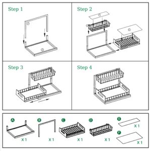 Under Sink Organizer, 2-Tier Pull Out Cabinet Organizer Slide Out Sliding Shelf Under Cabinet Storage Multi-Use for Under Kitchen Bathroom Sink Organizers and Storage