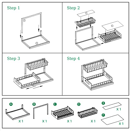 Under Sink Organizer, 2-Tier Pull Out Cabinet Organizer Slide Out Sliding Shelf Under Cabinet Storage Multi-Use for Under Kitchen Bathroom Sink Organizers and Storage