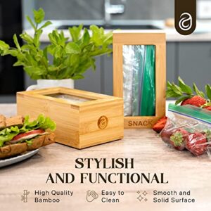 Ziplock Food Storage Bag Organizer - Different Combinations Possible with 4 Separate Plastic Bag Organizers for Drawer - Elegant and Sturdy Boxes with Laser Engraved Titles to Keep Kitchen Drawer Tidy