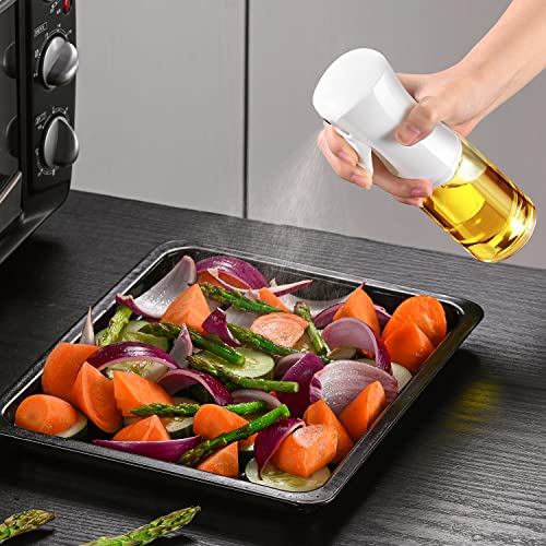 Oil Sprayer for Cooking, Olive Oil Sprayer Mister, 200ml Glass Olive Oil Spray Bottle, Kitchen Gadgets Accessories for Air Fryer, Canola Oil Spritzer, Widely Used for Salad Making, Baking, Frying, BBQ