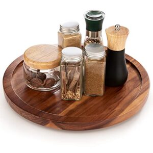 TIDITA 13" Acacia Lazy Susan Organizer for Table - Wooden Lazy Susan Organizer for Cabinet - Kitchen Turntable Storage Food Bins Container for Pantry, Counter top (Acacia Wood )