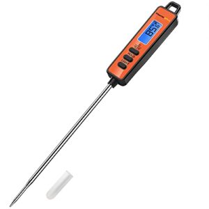 thermopro tp01a digital meat thermometer for cooking candle liquid deep frying oil candy, kitchen food instant read thermometer with super long probe, backlit, lock function