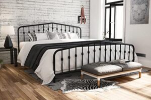 novogratz bushwick metal bed, modern design, king size – black