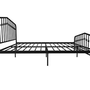 Novogratz Bushwick Metal Bed, Modern Design, King Size - Black