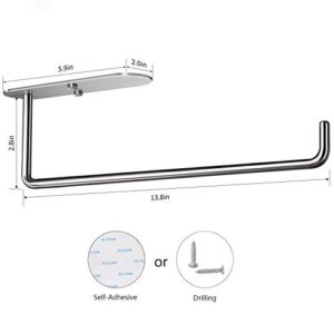 HUFEEOH Paper Towel Holder Under Cabinet Mount for Kitchen Paper Towel, Adhesive Paper Towel Roll Holder for Bathroom Towel, SUS304 Stainless Steel