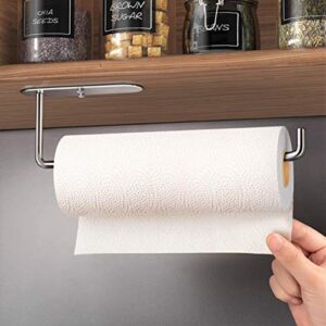 HUFEEOH Paper Towel Holder Under Cabinet Mount for Kitchen Paper Towel, Adhesive Paper Towel Roll Holder for Bathroom Towel, SUS304 Stainless Steel