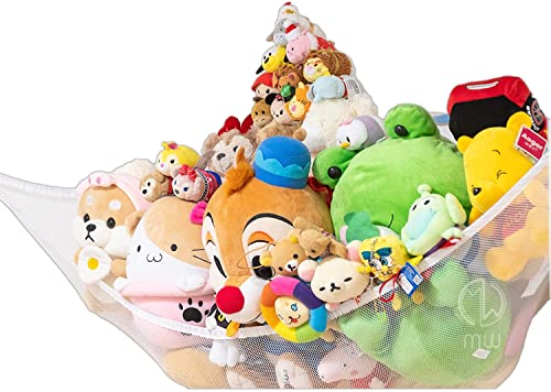 Mia Weaver Stuffed Animals Jumbo Toy Storage Hammock (Mesh 2 Packs, White)