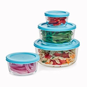 eatneat 8 pc round glass food storage containers with lids – premium glass meal prep containers, kitchen food storage containers, clear lunch box, containers for food, food containers for organizing