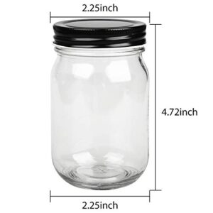 Mason Jars,Glass Jars With Lids 12 oz,Canning Jars For Pickles And Kitchen Storage,Wide Mouth Spice Jars With Black Lids For Honey,Caviar,Herb,Jelly,Jams,Set of 20…