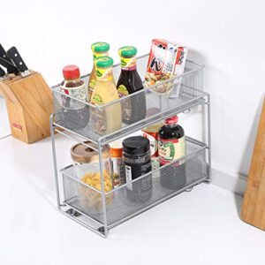 LaCyan Stackable Cabinet Organizer Pull Out Drawer for Kitchen Under Sink Storage,2 Tier