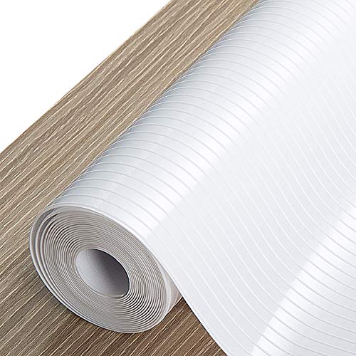 SinhRinh Drawer and Shelf Liner, 17.5IN x 10FT Non Slip Non Adhesive Cabinet Liner for Kitchen and Desk - White Ribbed