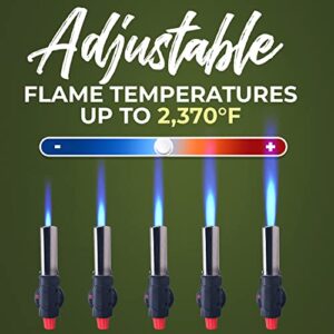 Kitchen Torch With Butane included - Refillable Butane Torch With Safety Lock & Adjustable Flame + Fuel gauge - Culinary Torch, Creme Brulee Torch for Cooking Food, Baking, BBQ, 2 Cans Included