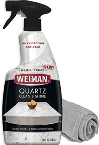 weiman quartz countertop cleaner and polish – 24 ounce with microfiber cloth – clean and shine your quartz countertops islands and stone surfaces with uv protection