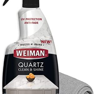 Weiman Quartz Countertop Cleaner and Polish - 24 Ounce with Microfiber Cloth - Clean and Shine Your Quartz Countertops Islands and Stone Surfaces with UV Protection