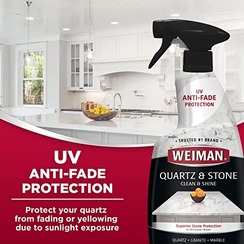 Weiman Quartz Countertop Cleaner and Polish - 24 Ounce with Microfiber Cloth - Clean and Shine Your Quartz Countertops Islands and Stone Surfaces with UV Protection