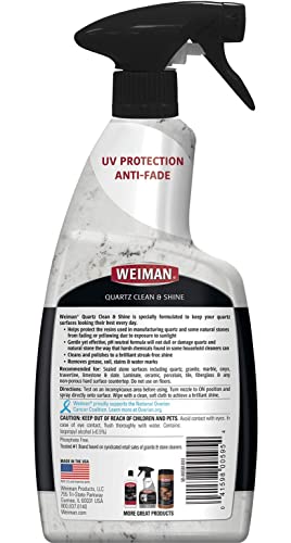 Weiman Quartz Countertop Cleaner and Polish - 24 Ounce with Microfiber Cloth - Clean and Shine Your Quartz Countertops Islands and Stone Surfaces with UV Protection