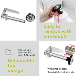 Under Counter Paper Towel Holder Under Cabinet or Wall Mount ,Single Hand Operable,Self Adhesive or Screw Mounting for Kitchen, Sink, Bathroom,Stainless Steel,Retractable