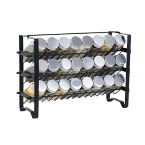 h-space spice rack organizer for cabinets, 3 tier spice rack organizer, removable countertop spice rack, freestanding spice jar organizer for kitchen counter (black)