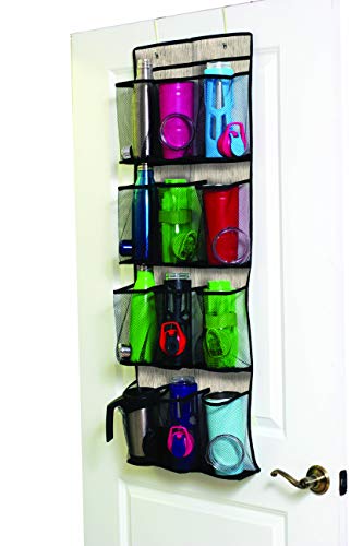 Jokari Tumbler and Bottle Storage Organizer Door Rack Holds Large Water and Drinking Containers with a Unique Over the Door Shelf System with Mesh Net Sleeves that Hangs Perfect in a Kitchen Pantry
