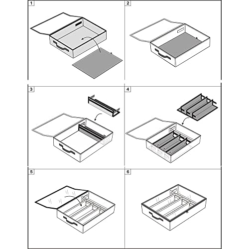 ATBAY Silverware Storage Box, flatware storage case with 5 Compartment,Double zipper;Clear Window.for Outdoors Camping RV.(1 pack)