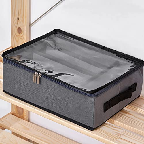 ATBAY Silverware Storage Box, flatware storage case with 5 Compartment,Double zipper;Clear Window.for Outdoors Camping RV.(1 pack)