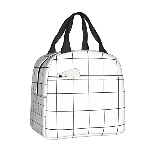 White Checkered Bags, Reusable Snack Bag Food Container For Boys Girls Men Women School Work Travel Picnic Waterproof Outdoors Game Handbags For Adults