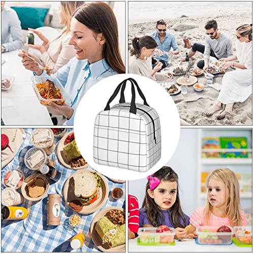 White Checkered Bags, Reusable Snack Bag Food Container For Boys Girls Men Women School Work Travel Picnic Waterproof Outdoors Game Handbags For Adults