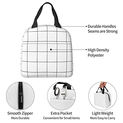 White Checkered Bags, Reusable Snack Bag Food Container For Boys Girls Men Women School Work Travel Picnic Waterproof Outdoors Game Handbags For Adults