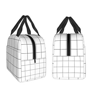 White Checkered Bags, Reusable Snack Bag Food Container For Boys Girls Men Women School Work Travel Picnic Waterproof Outdoors Game Handbags For Adults