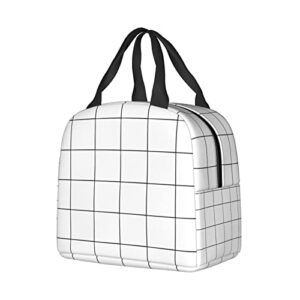 White Checkered Bags, Reusable Snack Bag Food Container For Boys Girls Men Women School Work Travel Picnic Waterproof Outdoors Game Handbags For Adults