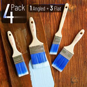Bates Paint Brushes - 4 Pack, Treated Wood Handle, Paint Brush, Paint Brushes Set, Professional Brush Set, Trim Paint Brush, Paintbrush, Small Paint Brush, Stain Brush