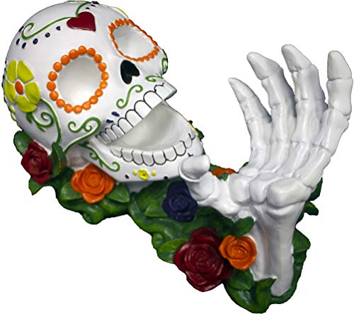 World of Wonders Sugar Skull Day of The Dead Decorative Wine Bottle Holder | Dia de Los Muertos Decorations and Tabletop Halloween Decorations | Skull Decor for Home - 11"