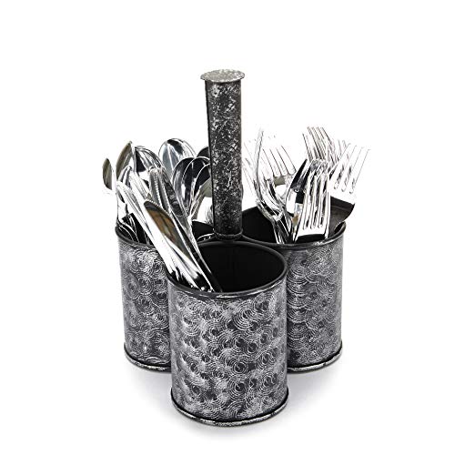 Mind Reader 3-Compartment Caddy Utensil Holder, Black