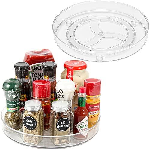 DYFAIS Lazy Susan Organizer, Pantry Organization and Storage, 10.6 Inch Clear Acrylic Turntable Organizer Fridge Organizer Rotating Tray for Cabinet Kitchen Pantry Storage Spinning Spice Rack