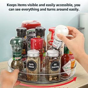 DYFAIS Lazy Susan Organizer, Pantry Organization and Storage, 10.6 Inch Clear Acrylic Turntable Organizer Fridge Organizer Rotating Tray for Cabinet Kitchen Pantry Storage Spinning Spice Rack